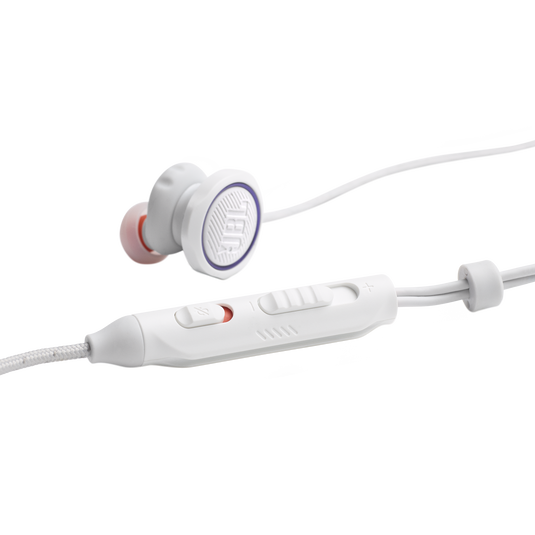 JBL Quantum 50 - White - Wired in-ear gaming headset with volume slider and mic mute - Detailshot 1 image number null